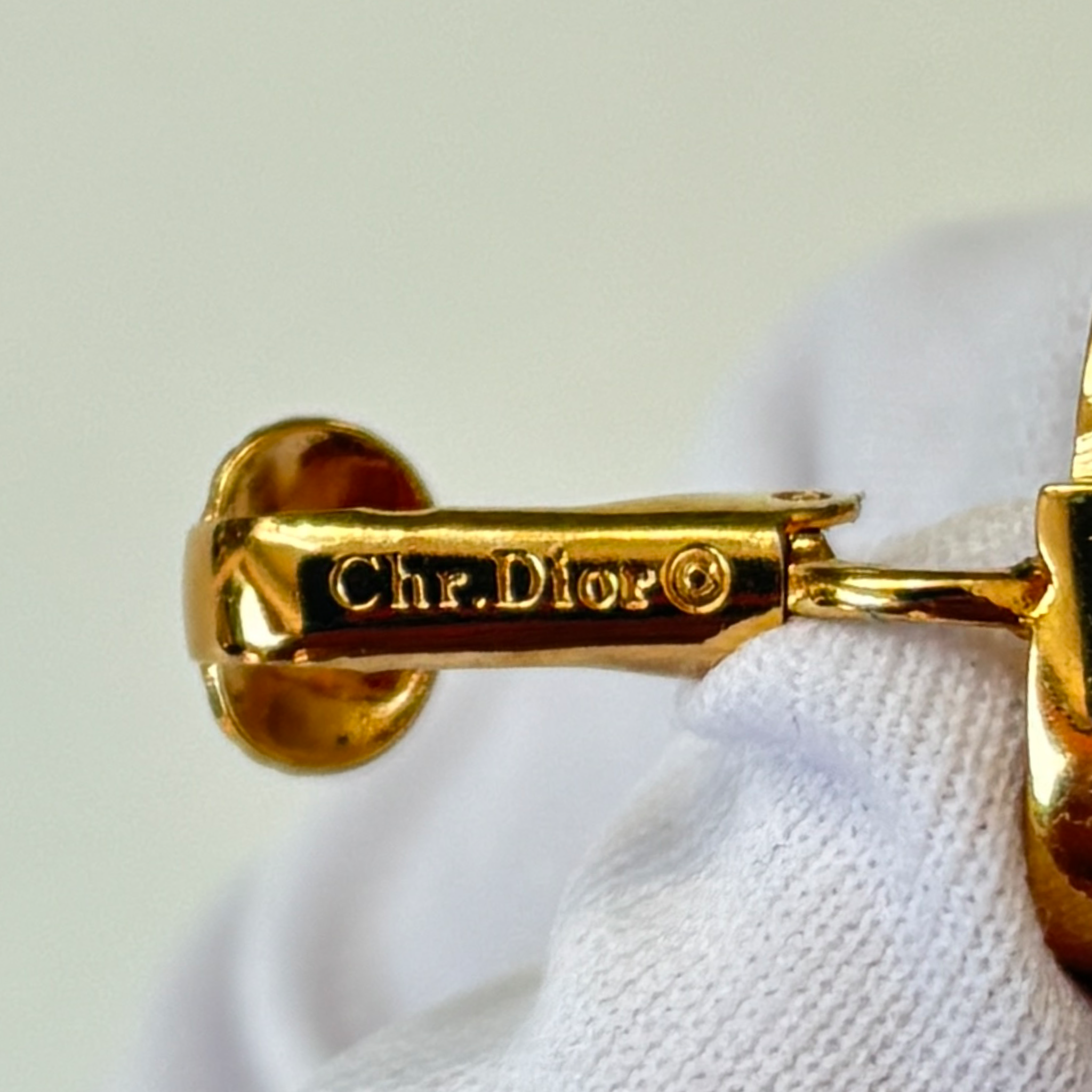 Vintage Gold Christian Dior Rhinestone Clip Earrings