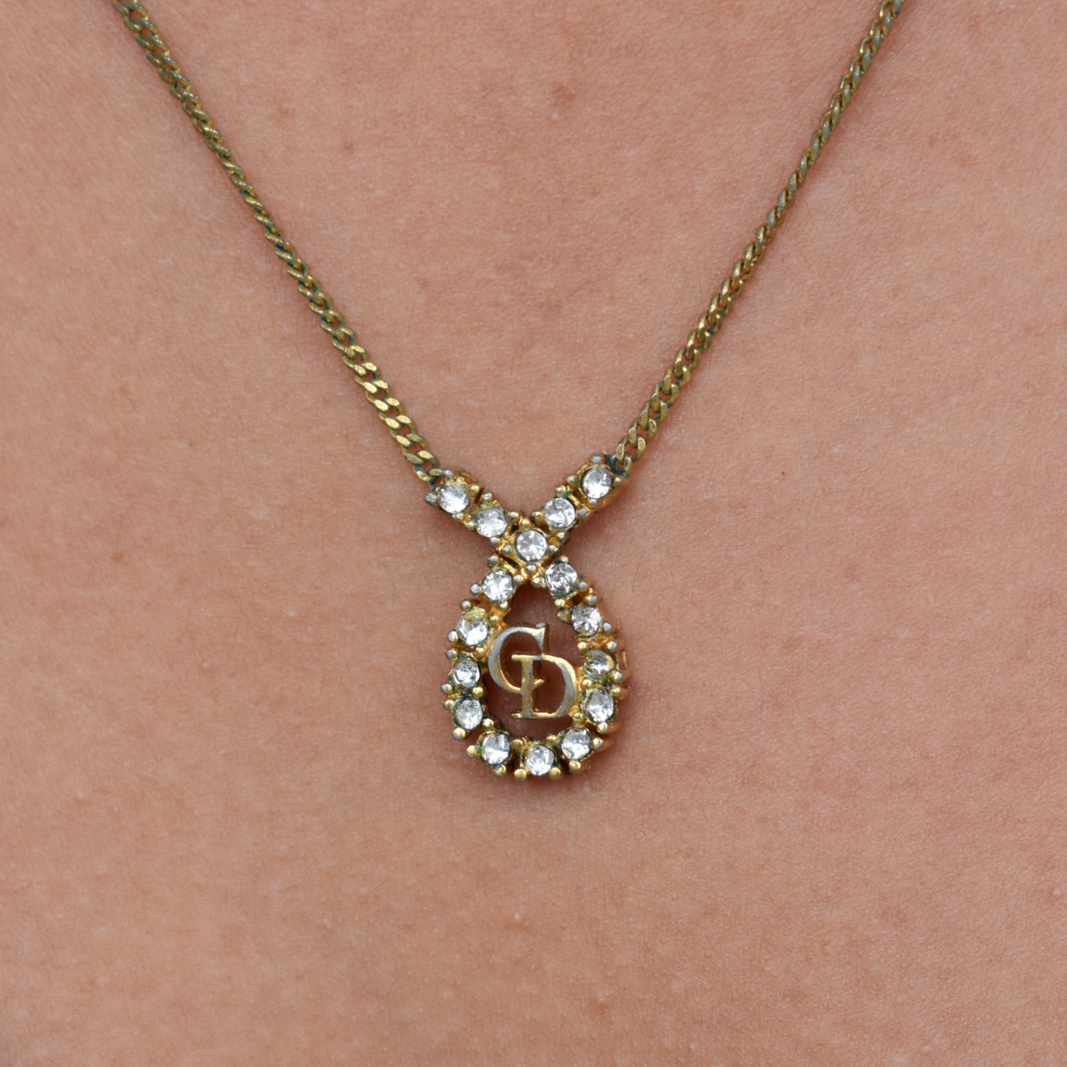 Vintage Gold Christian Dior CD Necklace