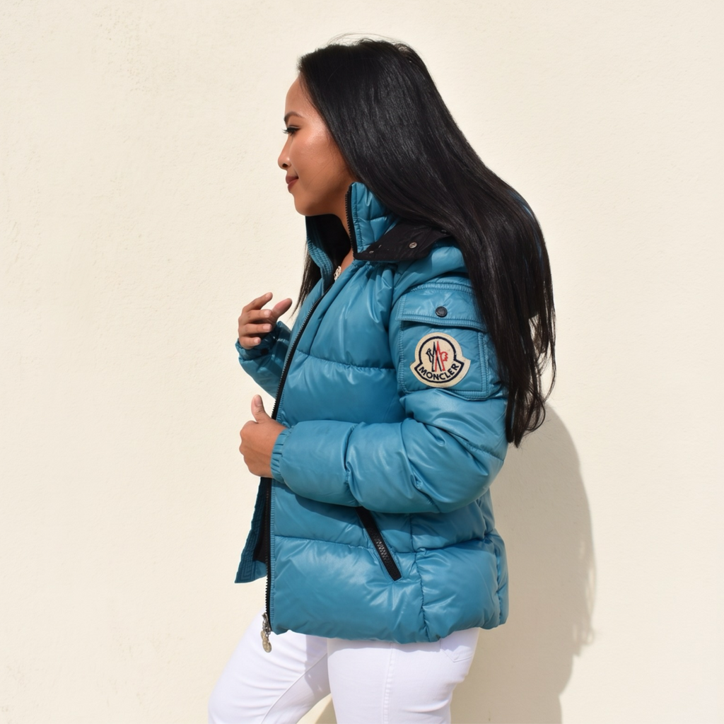 Vintage Turquoise Moncler Badia Puffer Jacket
