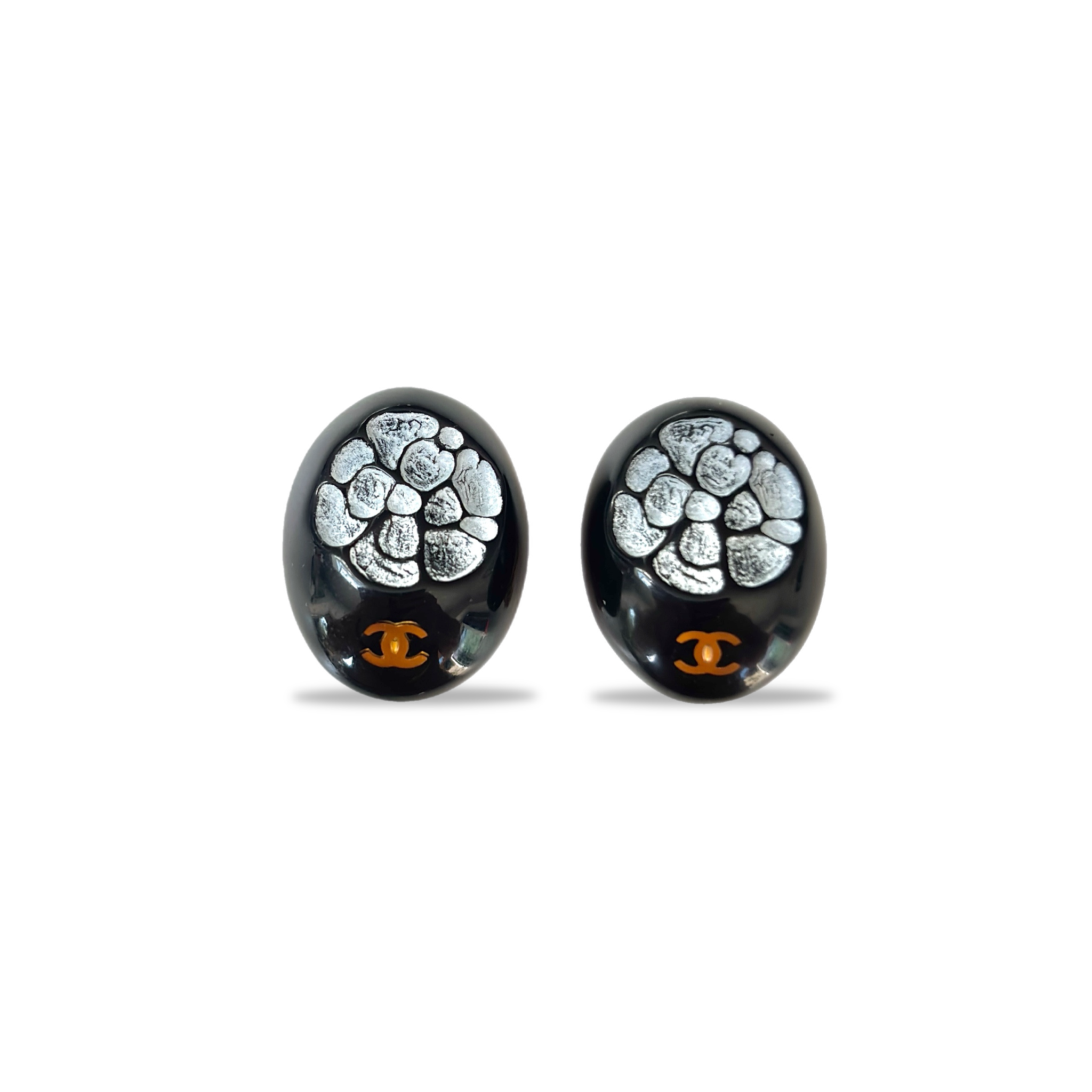 Vintage Black Chanel CC Clip-On Earrings