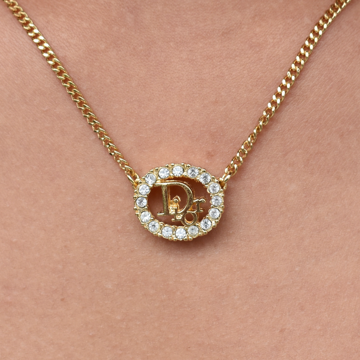 Vintage Gold Christian Dior Rhinestone Necklace