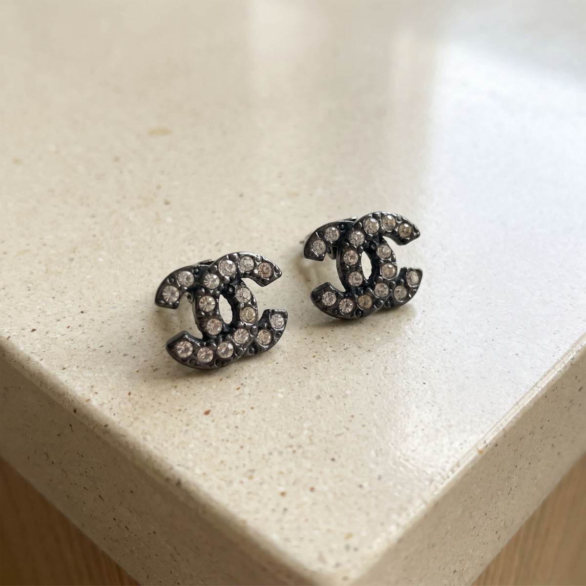 Vintage Chanel Diamanté Clip On Earrings