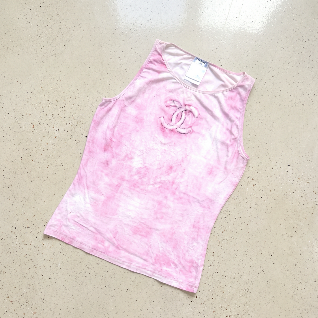 Vintage Pink Chanel Velour Tank Top