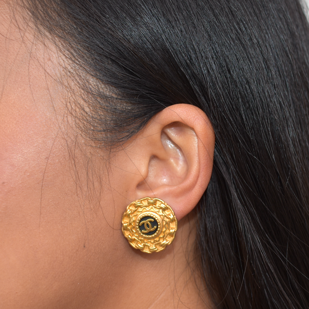 Vintage Gold Chanel Clip On Earrings