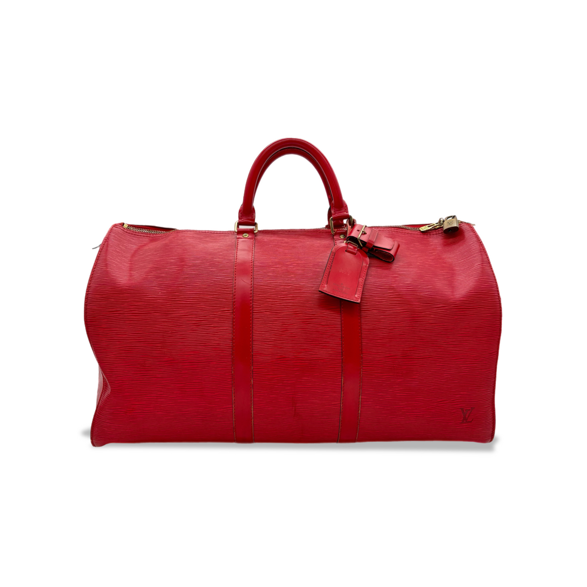Vintage Red Louis Vuitton Epi Keepall 50