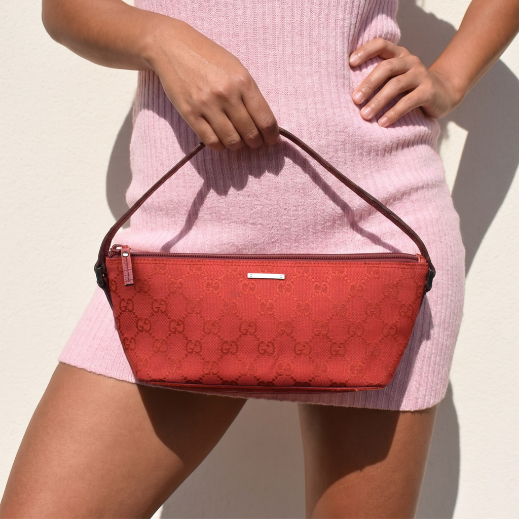 Vintage Red Gucci Boat Bag