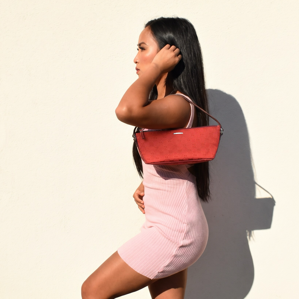 Vintage Red Gucci Boat Bag