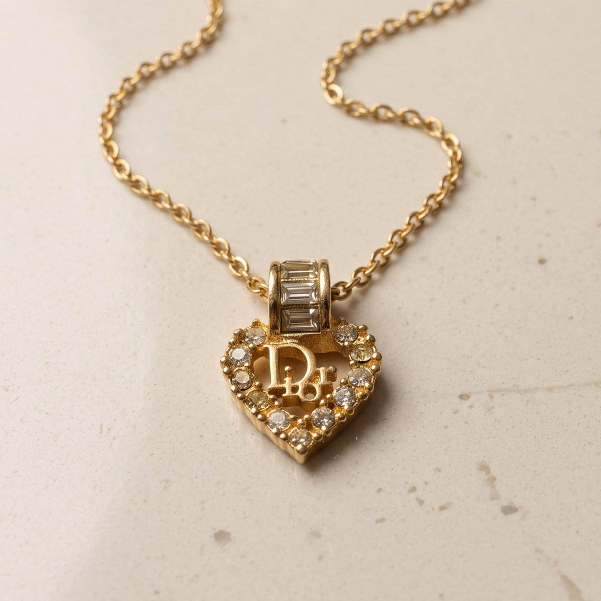 Vintage Gold Christian Dior Diamante Rhinestone Necklace