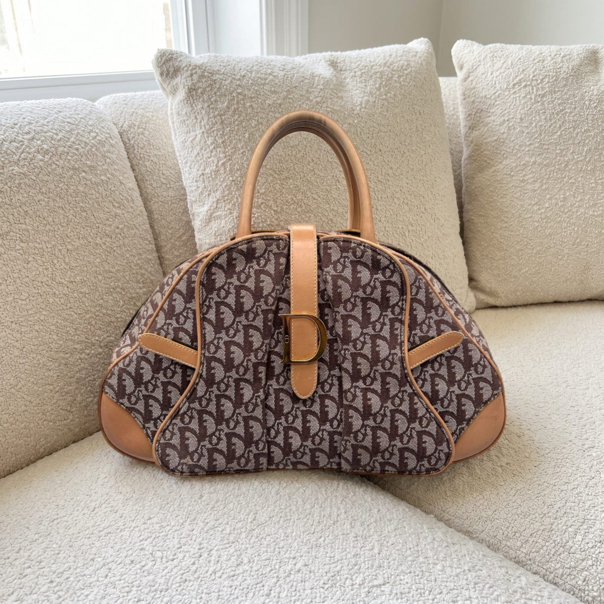 Vintage Brown Christian Dior Saddle Bowler Bag