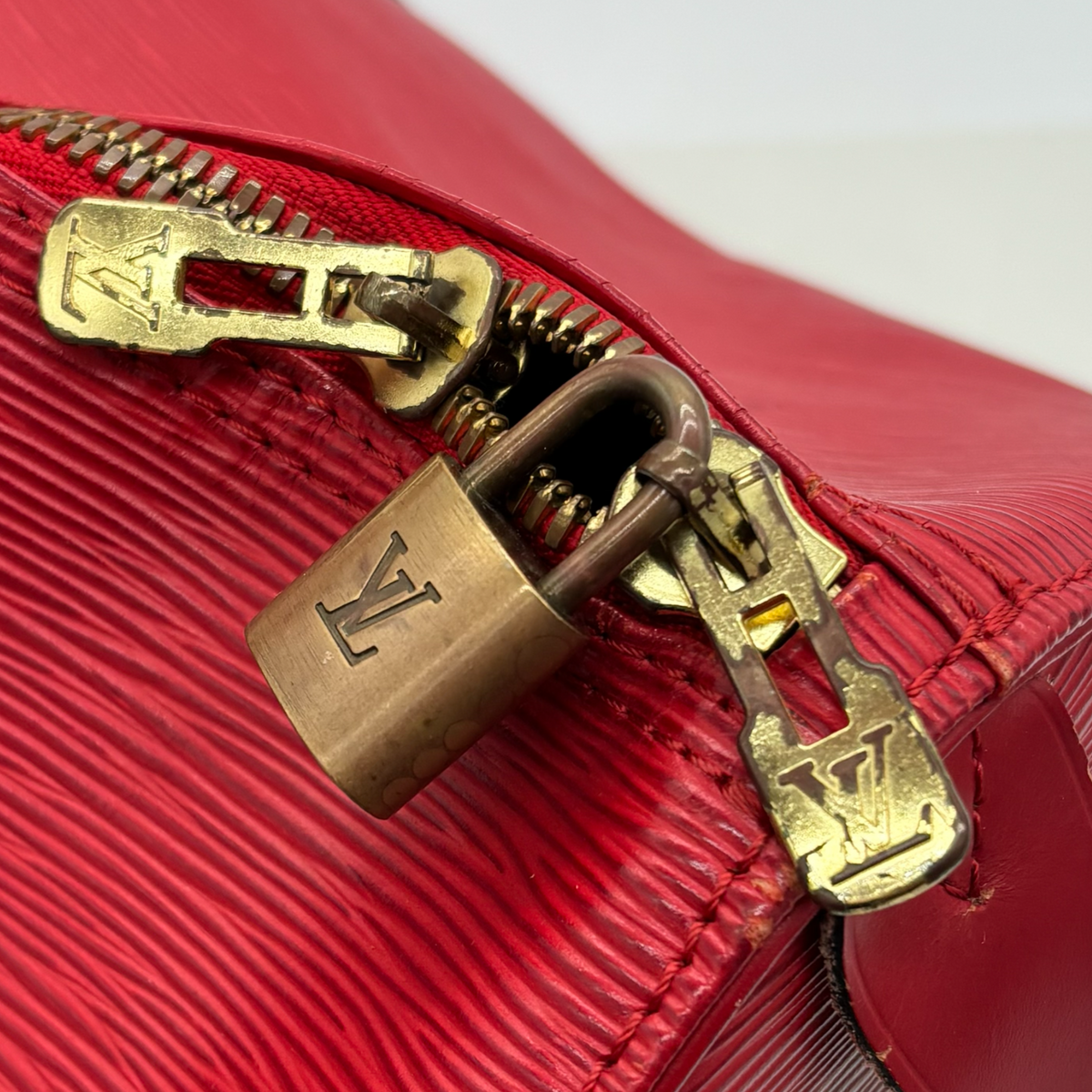 Vintage Red Louis Vuitton Epi Keepall 50
