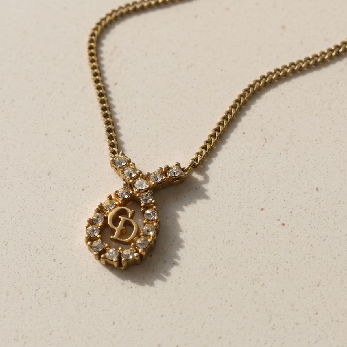 Vintage Gold Christian Dior CD Necklace