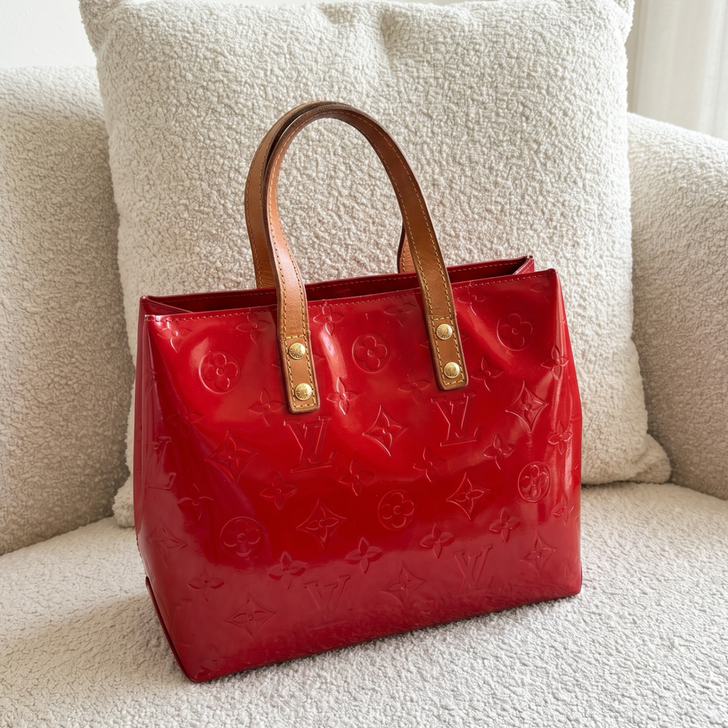 Vintage Red Louis Vuitton Vernis Reade PM Tote Bag