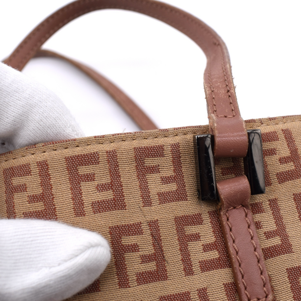 Vintage Beige and Pink Fendi Tote Bag