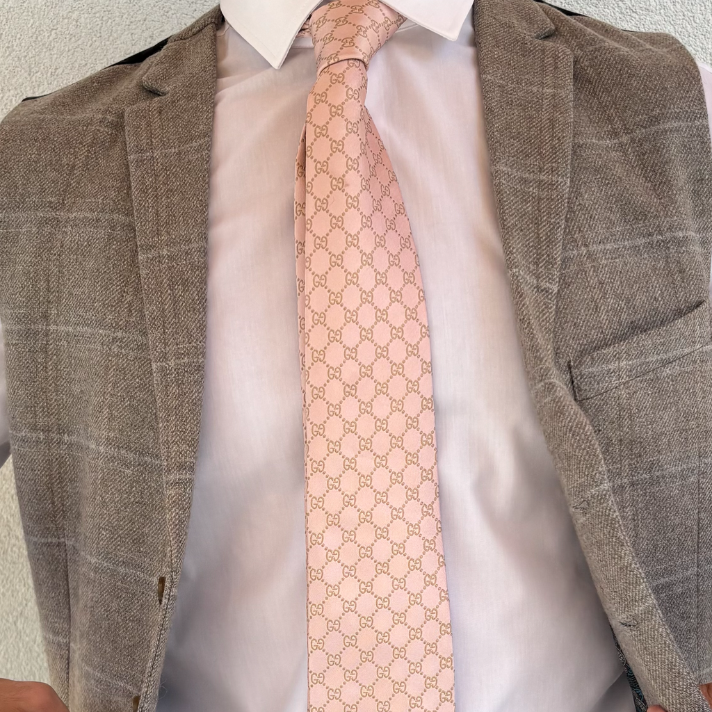 Vintage Pink Gucci Monogram Tie