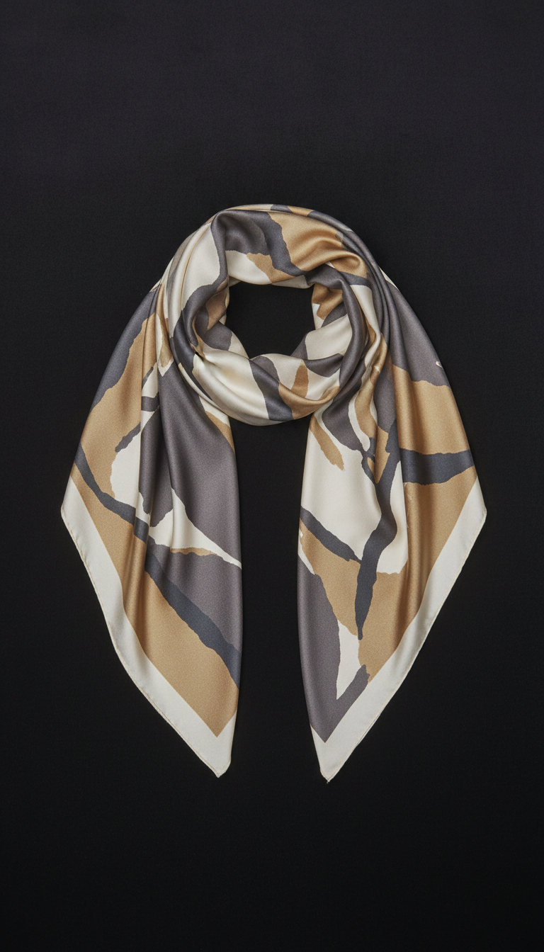Silk Scarf With Abstract Motif