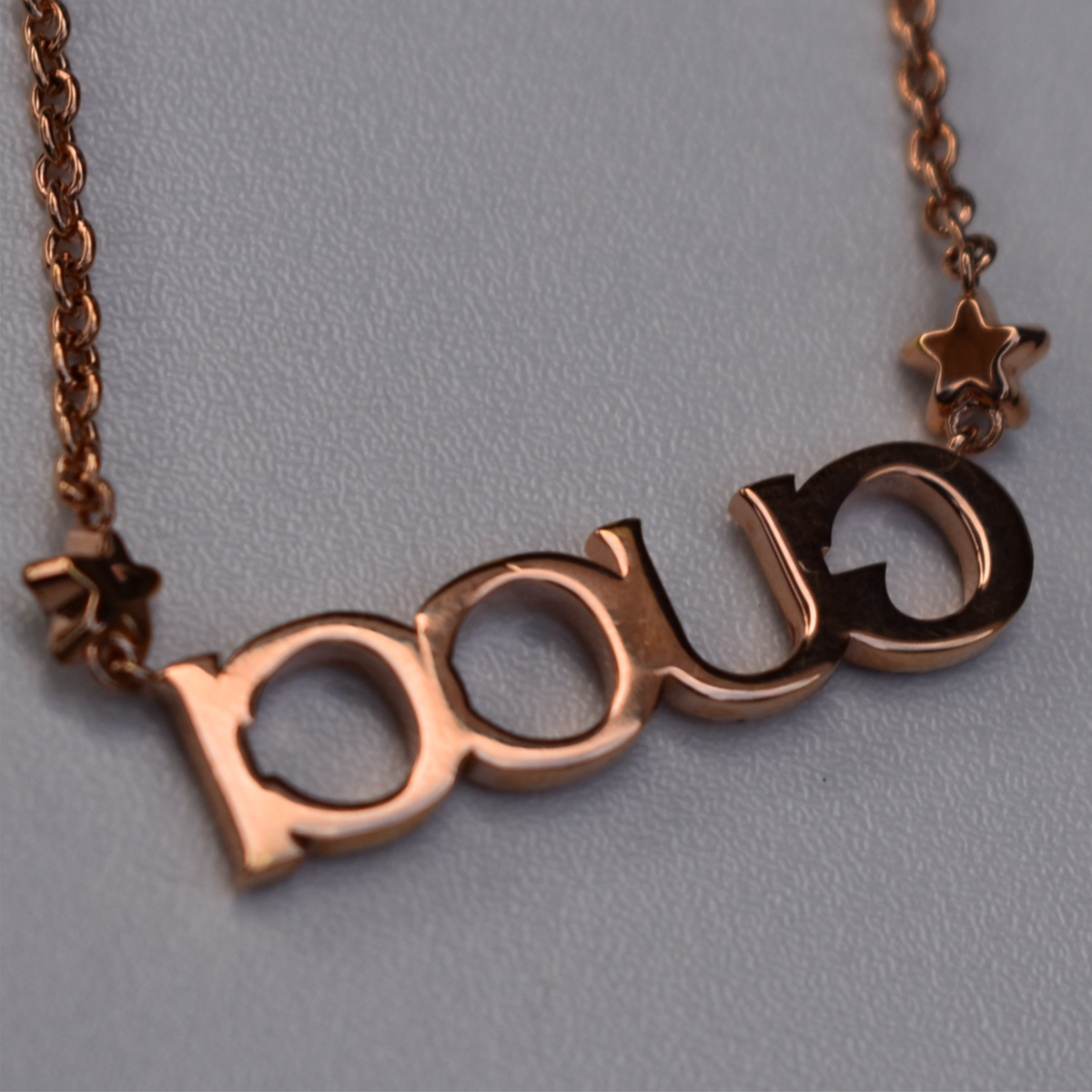 Rose Gold Gucci Crystal Script Necklace