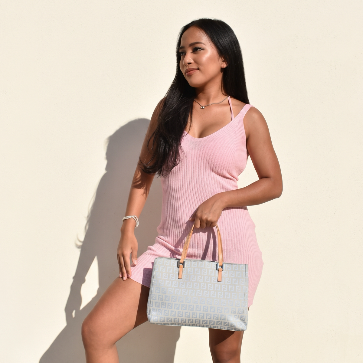 Vintage Baby Blue Fendi Tote Bag