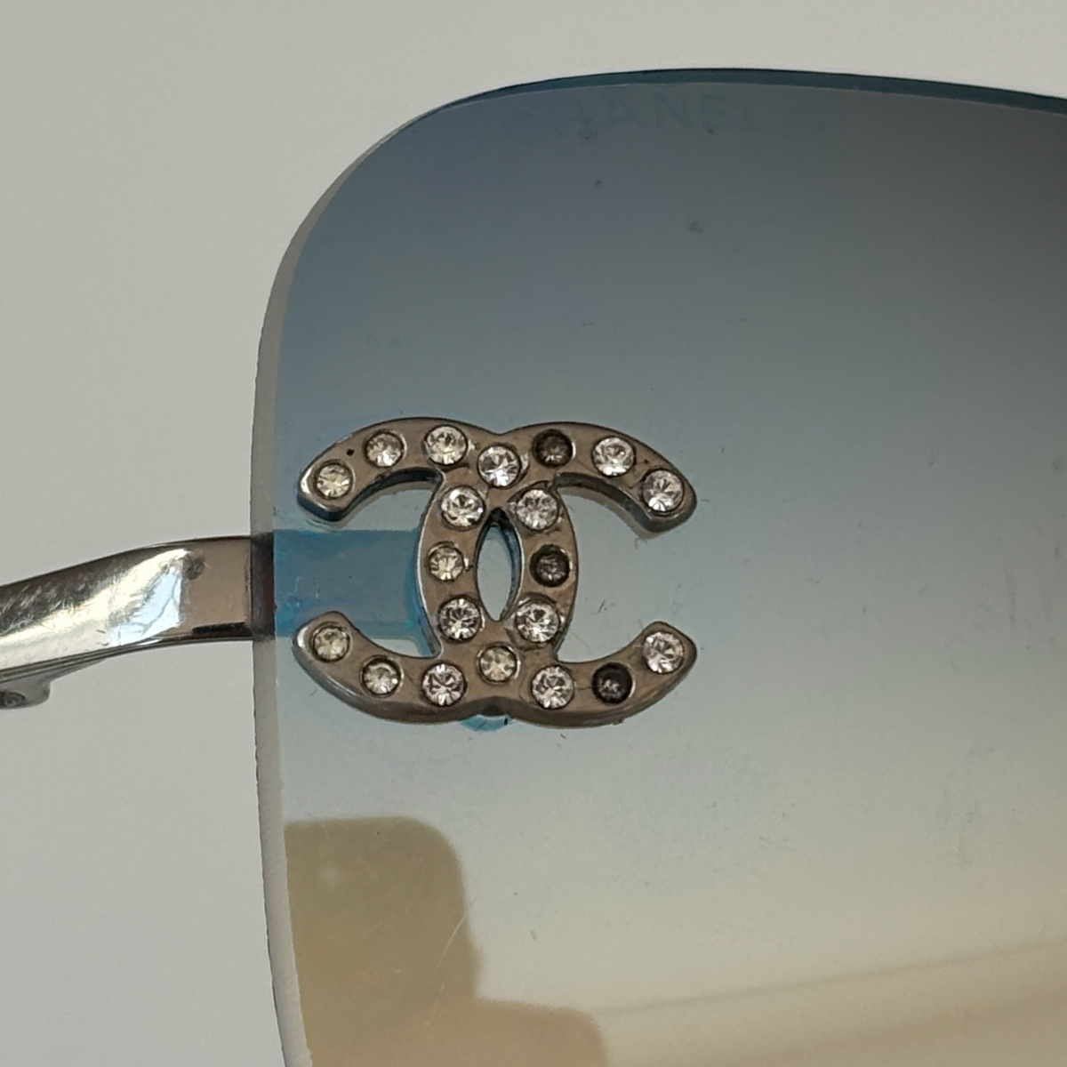 Vintage Blue Chanel Rhinestone Sunglasses