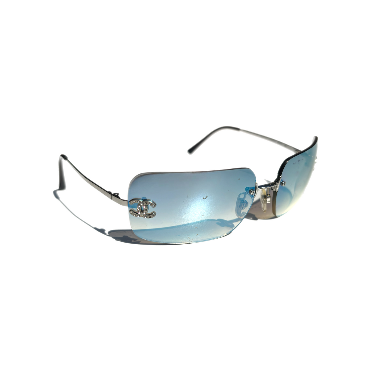 Vintage Blue Chanel Rhinestone Sunglasses