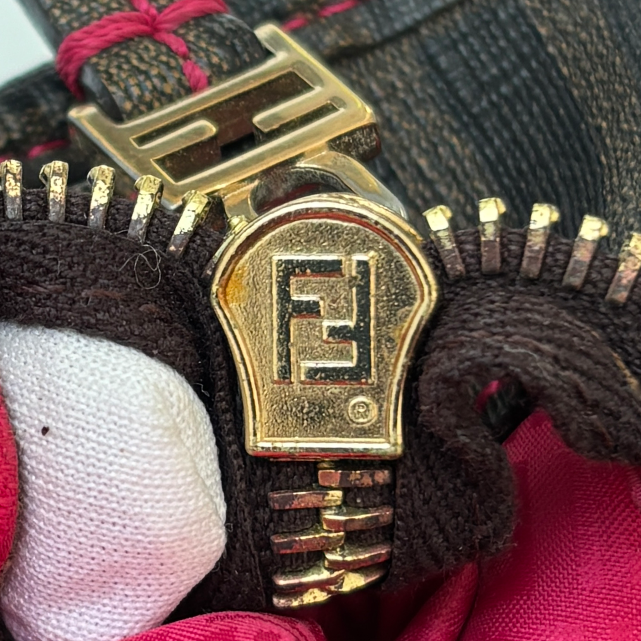 Vintage Brown Fendi Roll Tote Bag