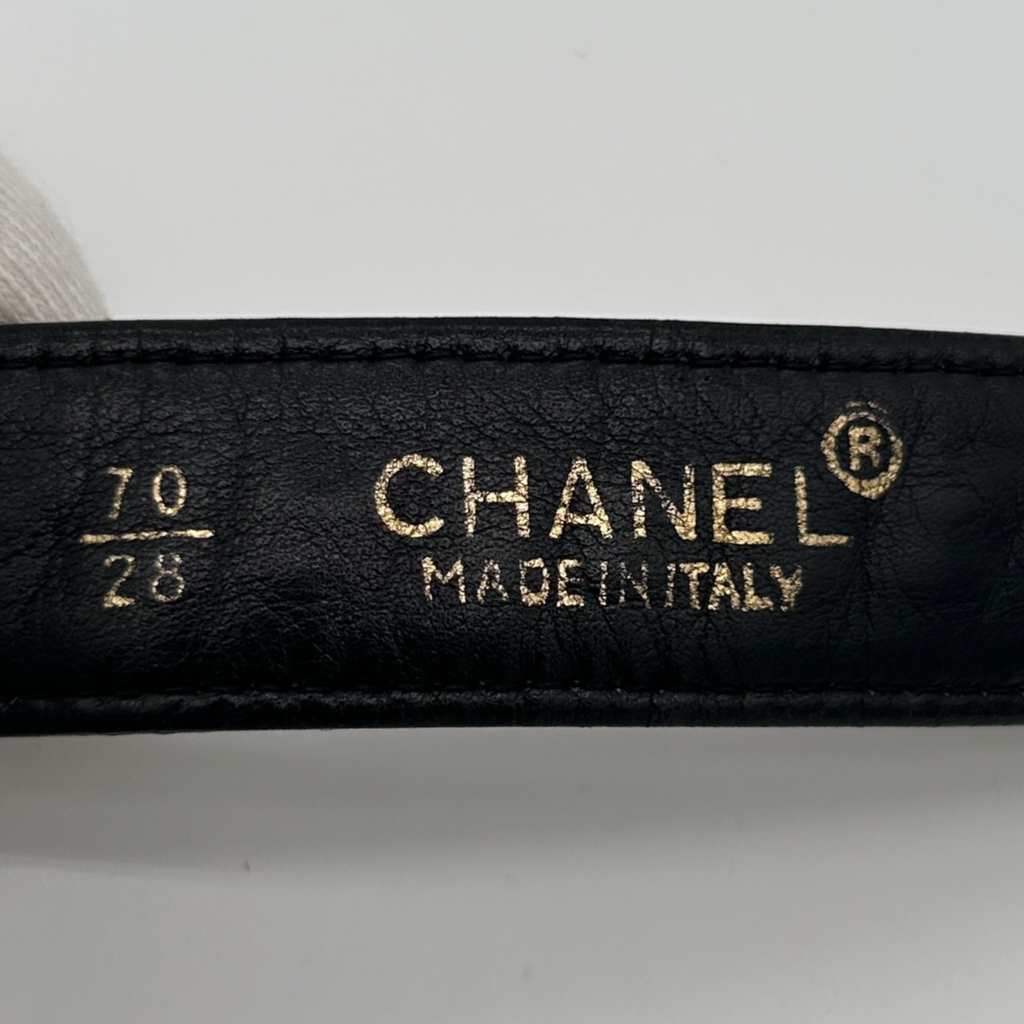 Chanel heat stamp and belt size inside vintage Turnlock belt bag