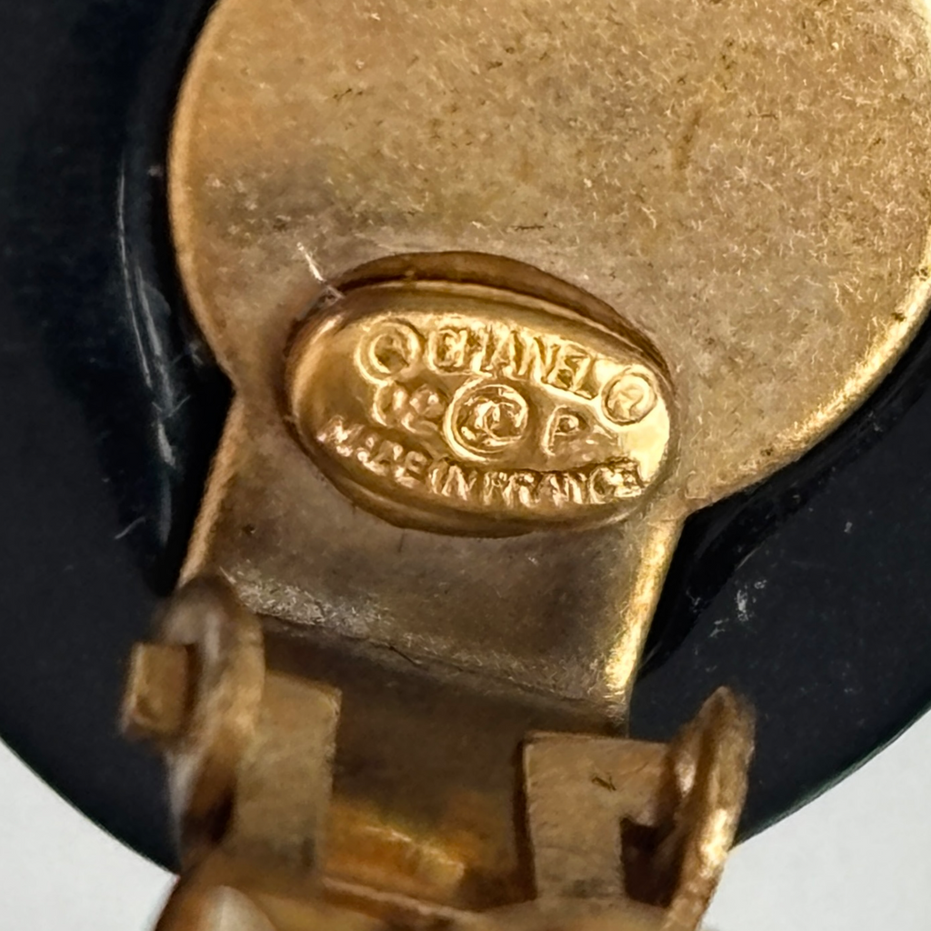Vintage Black Chanel CC Clip-On Earrings