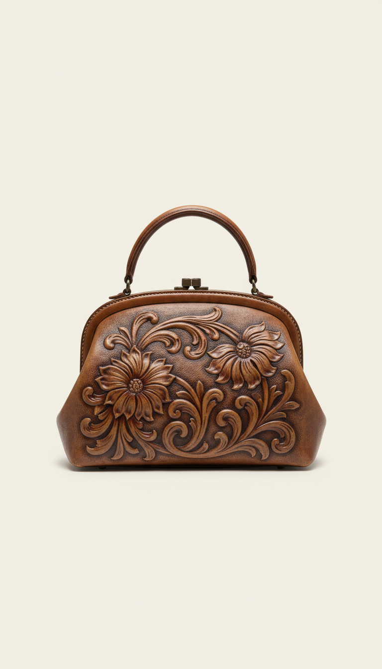 Vintage Sculpted Leather Handbag