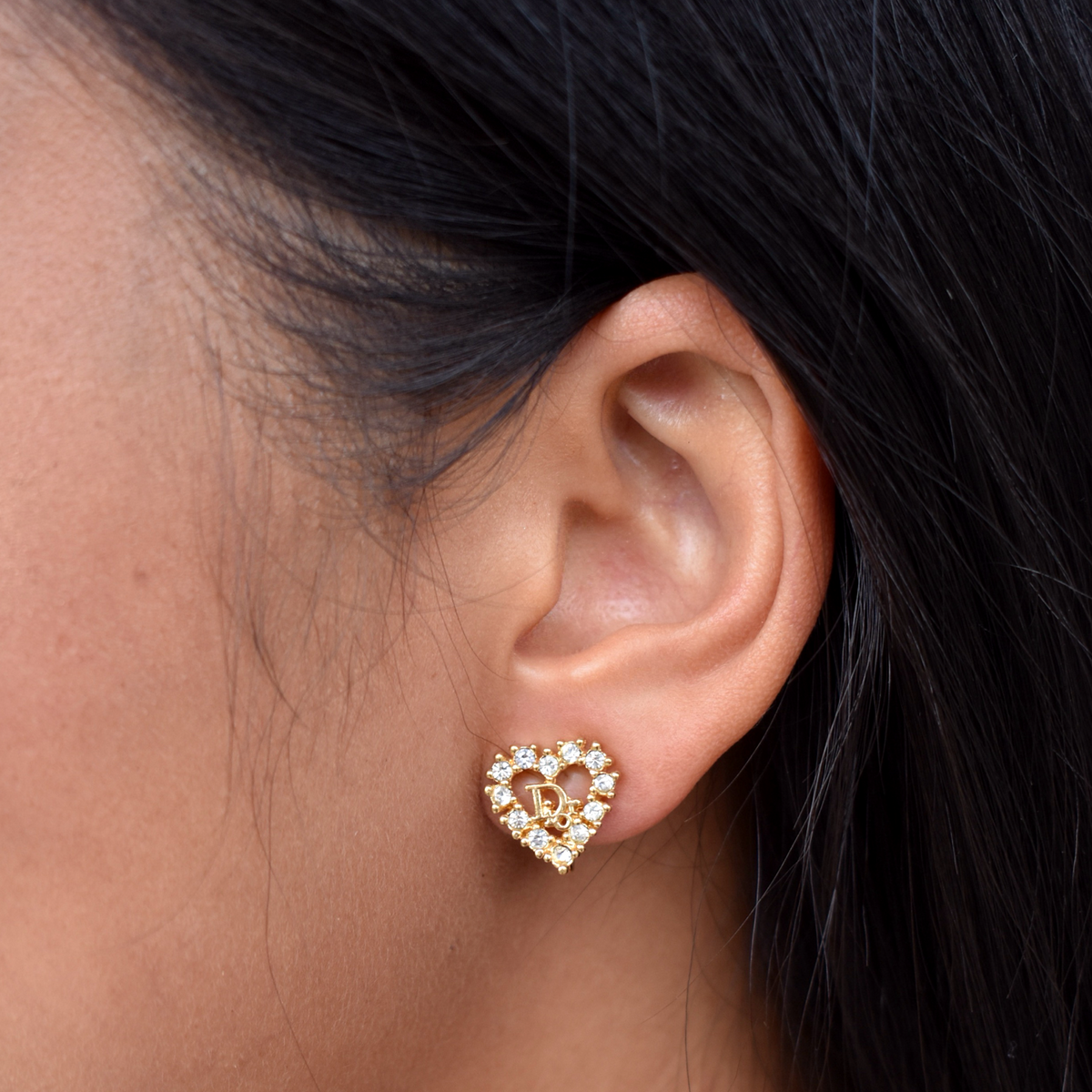 Vintage Gold Christian Dior Clip Heart Earrings