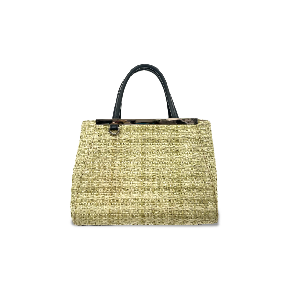 Vintage Green Fendi Petite 2Jours Straw Handbag