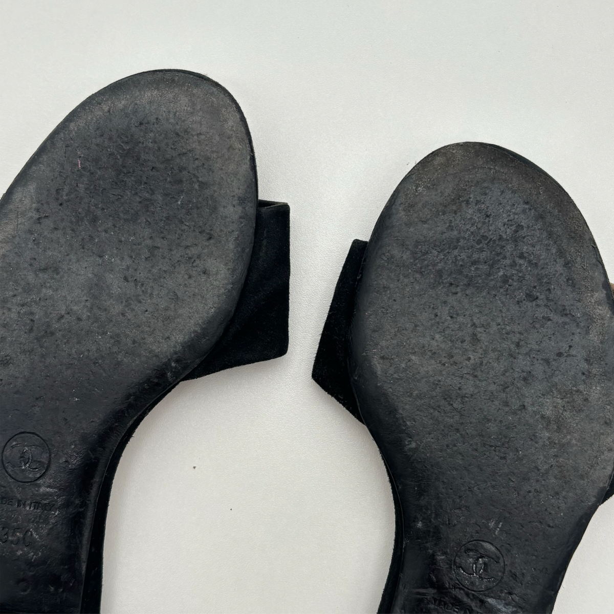 Vintage Black Chanel CC Sandals