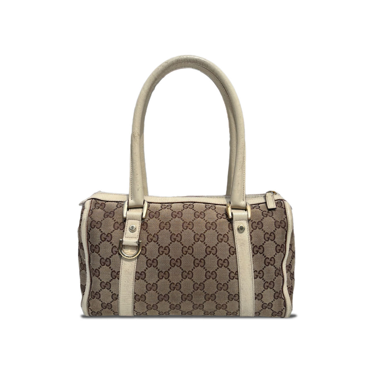 Vintage Beige Gucci Abbey Monogram Shoulder Bag