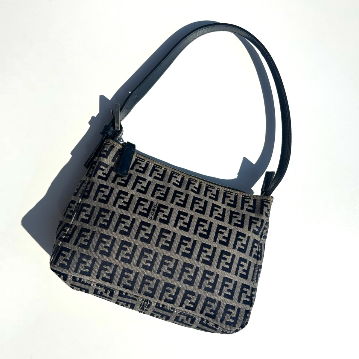 Vintage Grey Fendi Monogram Shoulder Bag