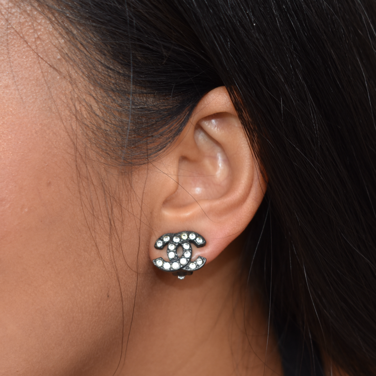 Vintage Chanel Diamanté Clip On Earrings