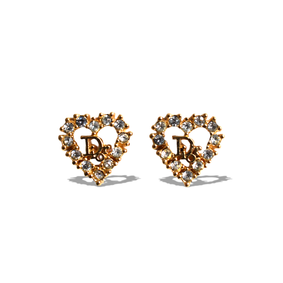 Vintage Gold Christian Dior Clip Heart Earrings