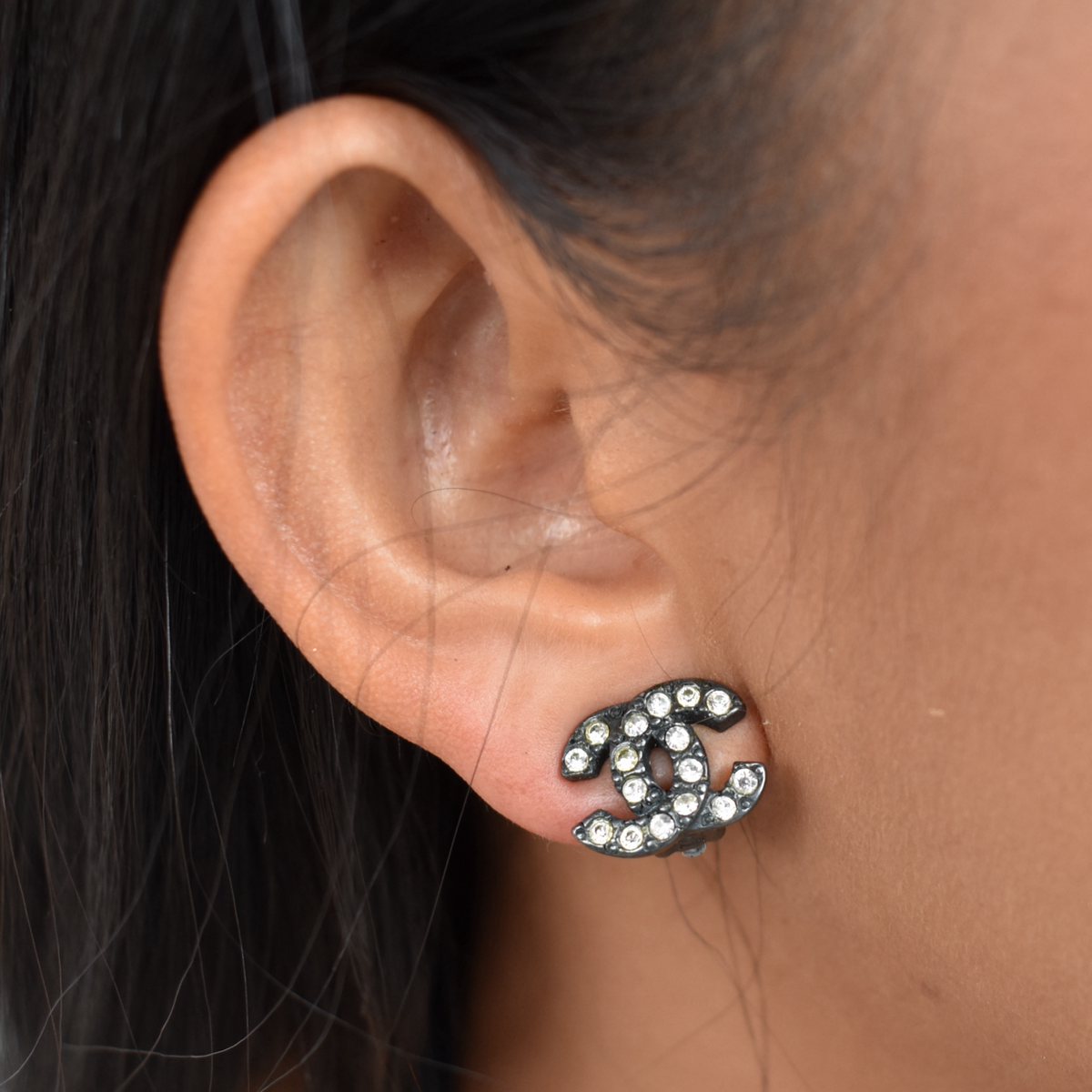 Vintage Chanel Diamanté Clip On Earrings