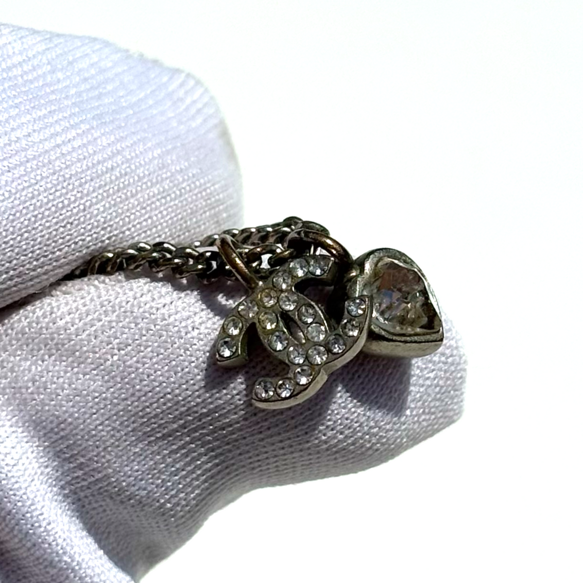 Vintage Silver Chanel CC Heart Necklace