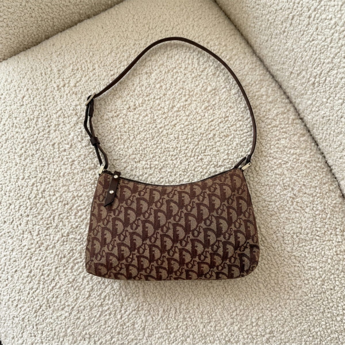 Vintage Brown Christian Dior Trotter Shoulder Bag