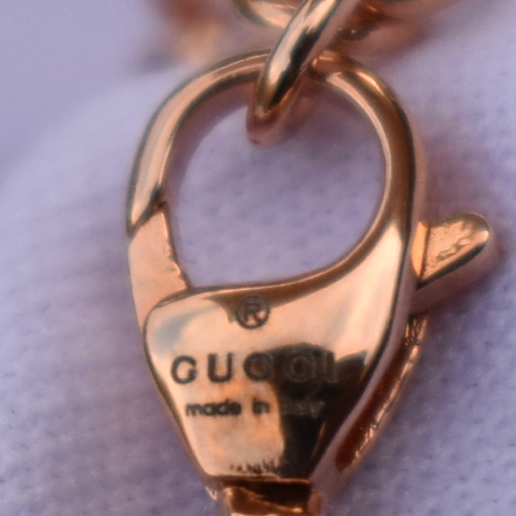 Rose Gold Gucci Crystal Script Necklace