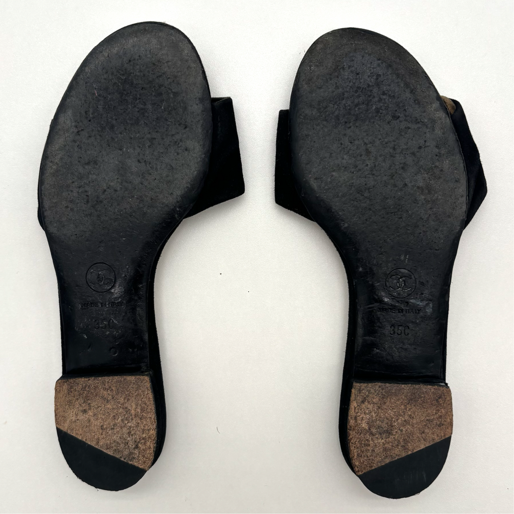 Vintage Black Chanel CC Sandals