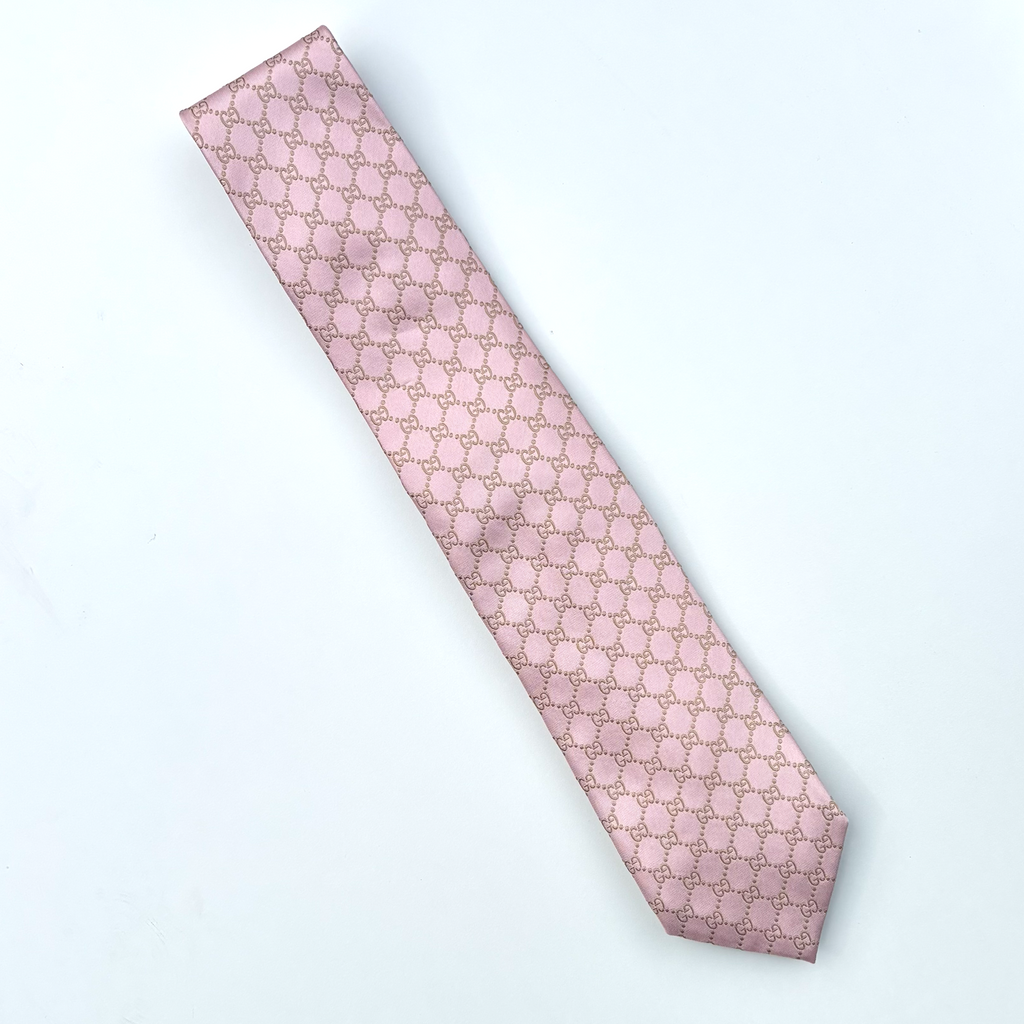 Vintage Pink Gucci Monogram Tie