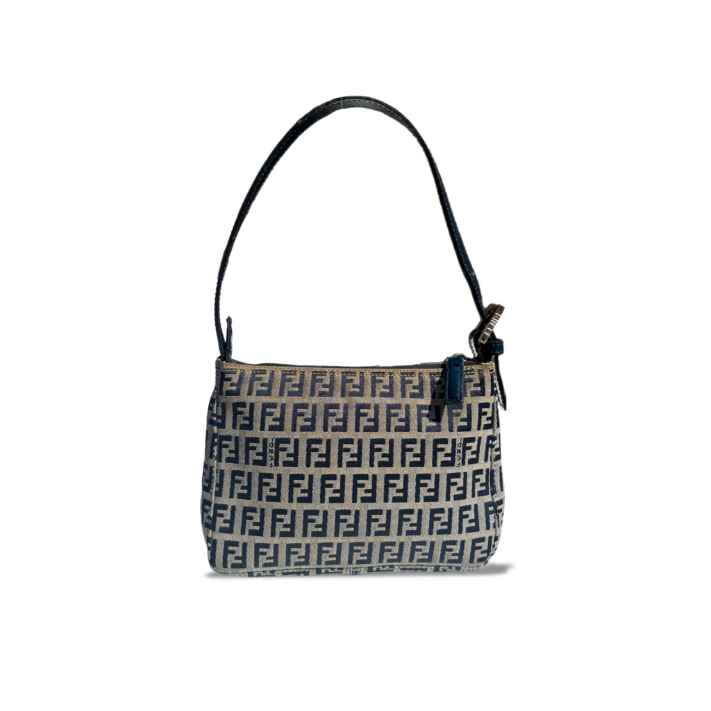 Vintage Grey Fendi Monogram Shoulder Bag