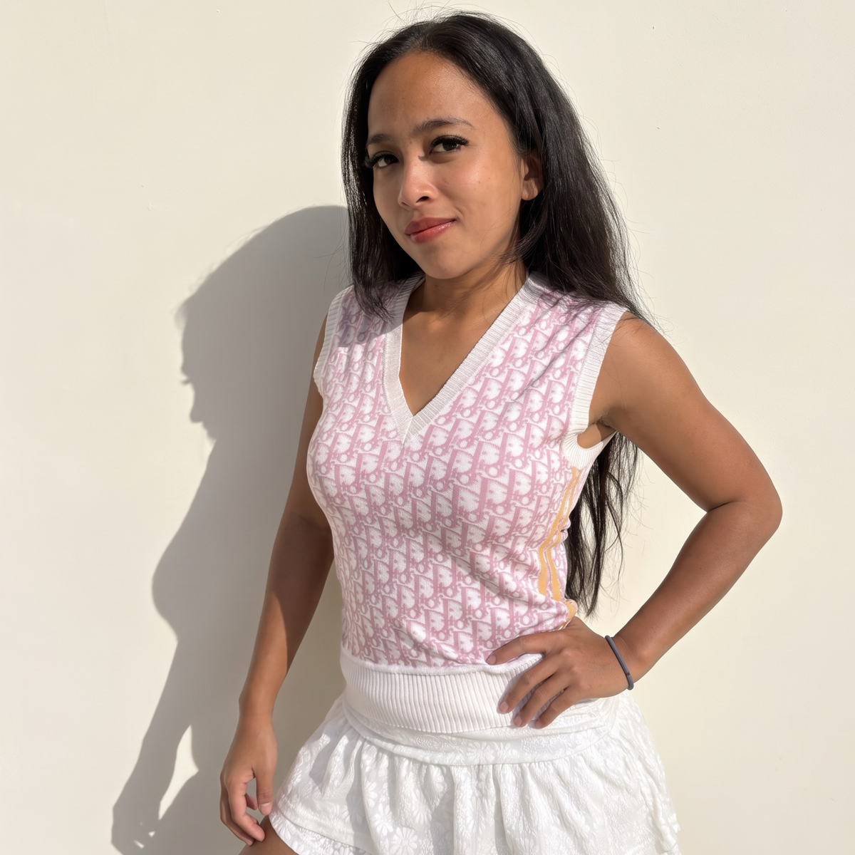 Vintage Pink Christian Dior Trotter Monogram Top
