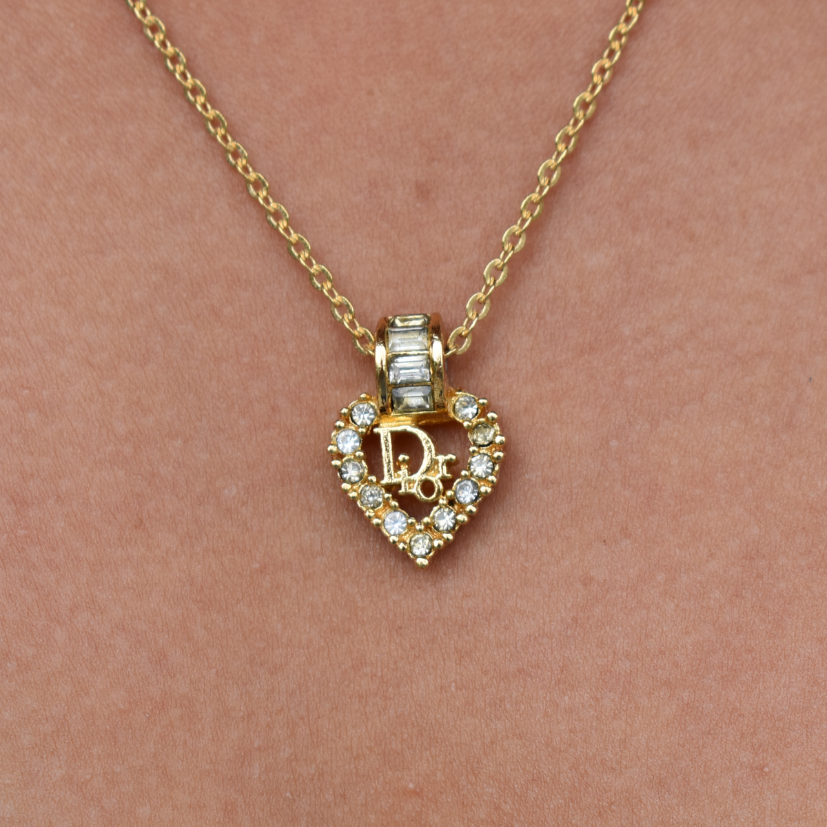 Vintage Gold Christian Dior Diamante Rhinestone Necklace