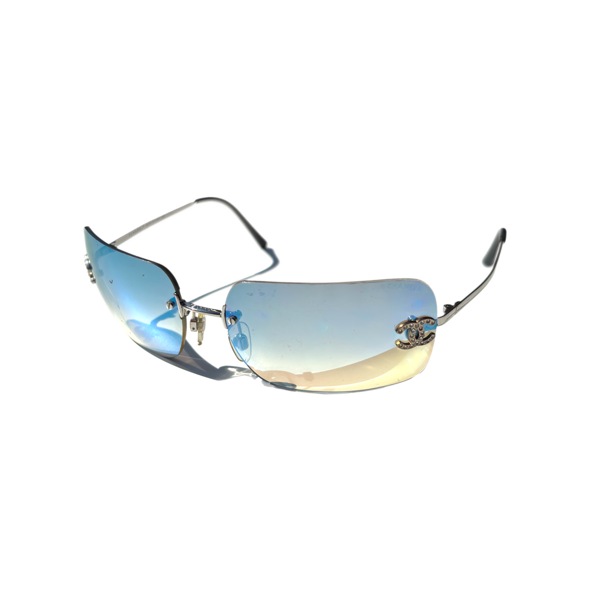 Vintage Blue Chanel Rhinestone Sunglasses