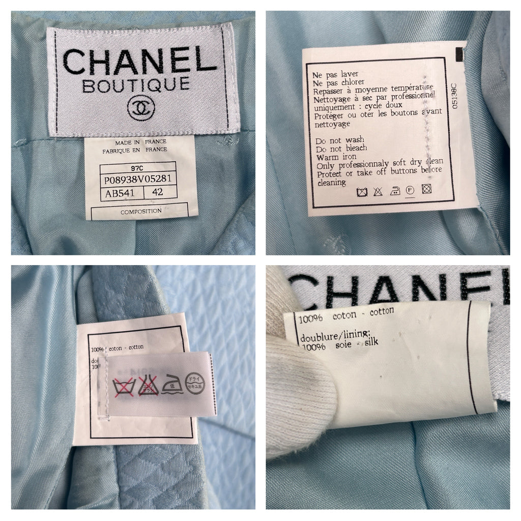Vintage Baby Blue Chanel Two Piece Suit Set