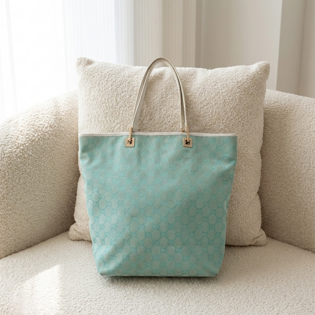 Vintage Turquoise Gucci Tote Bag