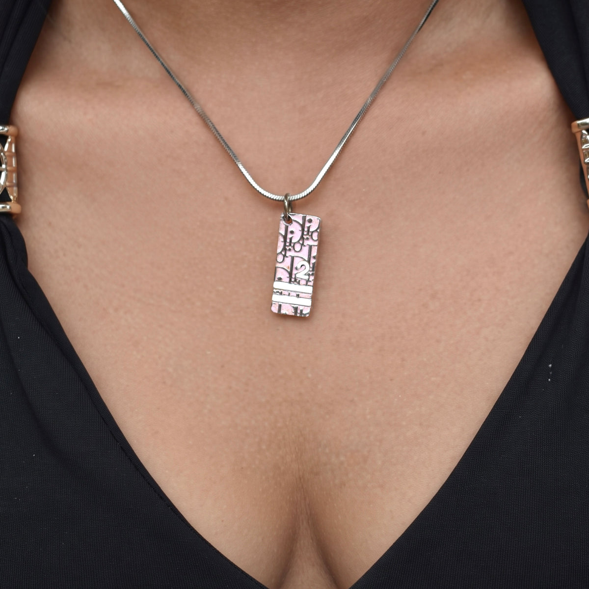 Vintage Pink Christian Dior Trotter Necklace