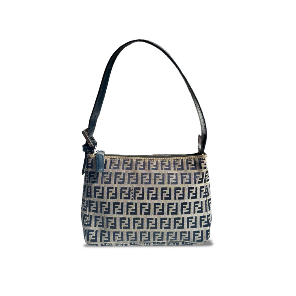 Vintage Grey Fendi Monogram Shoulder Bag