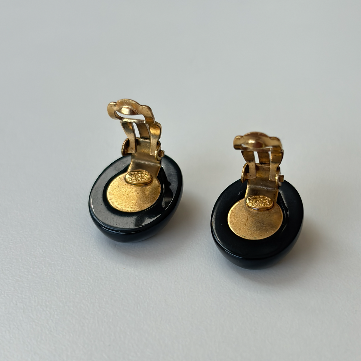 Vintage Black Chanel CC Clip-On Earrings