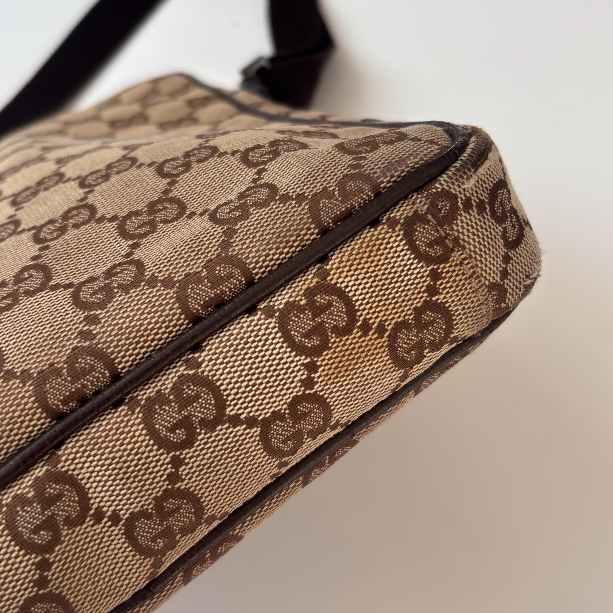 Vintage Beige Gucci Monogram Crossbody Bag